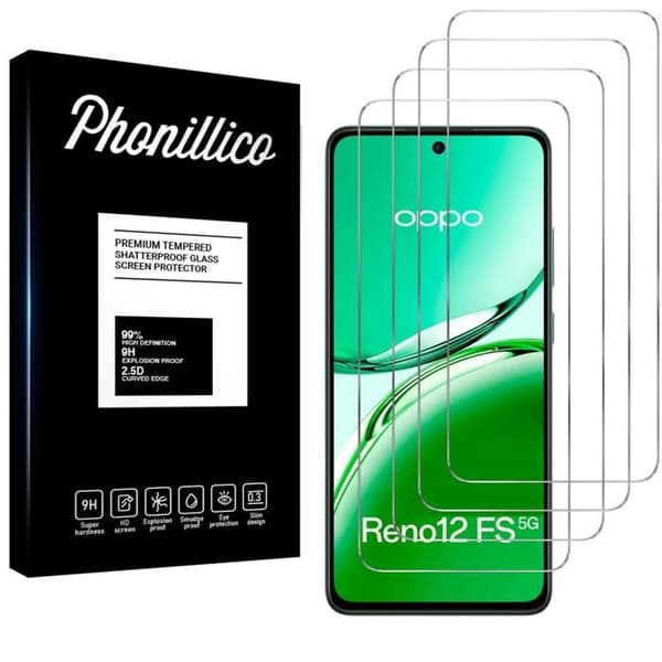 Härdat glas för Oppo Reno 12 FS 5G [Pack 4] Skärmskydd Film Phonillico®