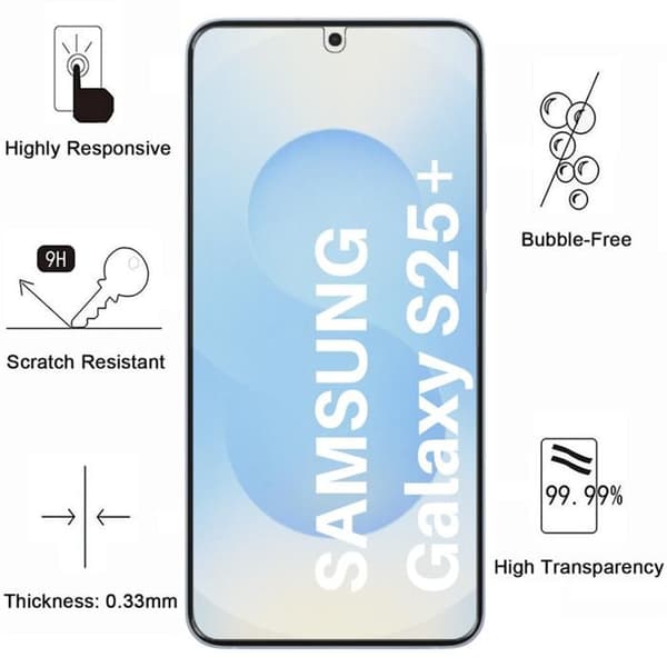 Härdat glas - Phonillico - Samsung Galaxy S25 PLUS - Pack om 4 - Repellerande - Transparent