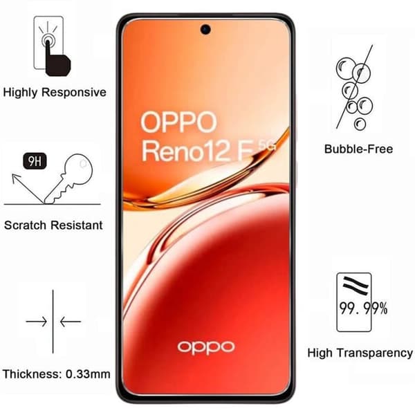 Härdat Glas - Phonillico® - Oppo Reno 12 F 5G - Pack om 2 - Skärmskydd - Repåterståndig