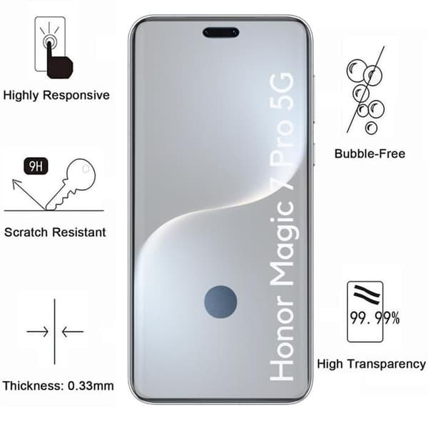 Härdat glas - Phonillico® - Honor Magic 7 Pro 5G - Pack om 2 - Repfyrtålig - Transparent