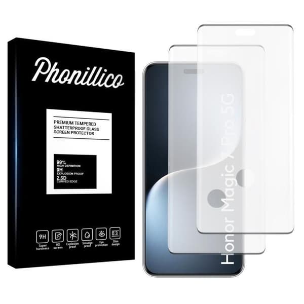 Härdat glas - Phonillico® - Honor Magic 7 Pro 5G - Pack om 2 - Repfyrtålig - Transparent