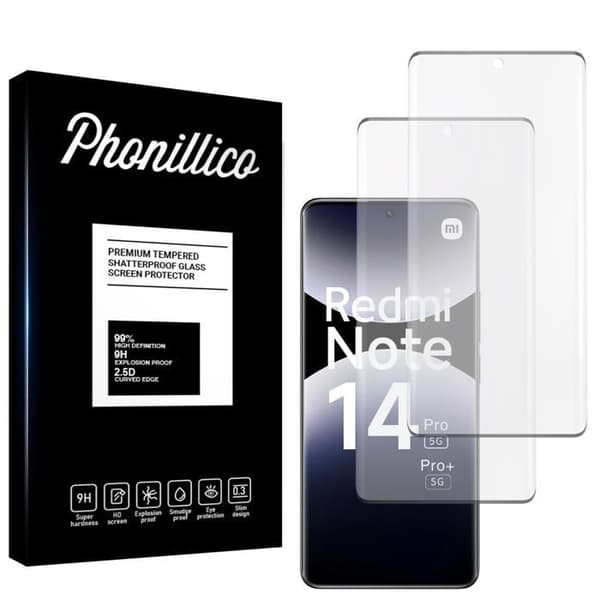 Härdat Glas för Xiaomi Redmi Note 14 PRO / Redmi Note 14 PRO PLUS 5G [Pack 2] Skärmfilms Skydd Phonillico®
