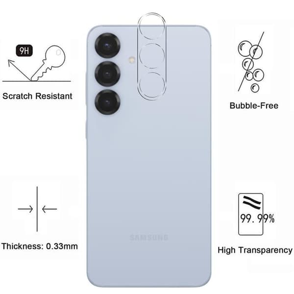Härdat Glas - Phonillico - Samsung Galaxy S25 - Pack 2 - Skydd för Skärm och Kamera - Rep resistent