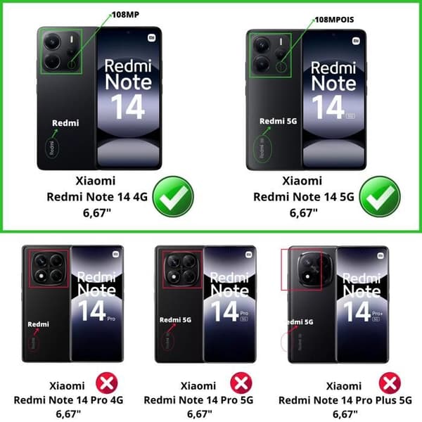 Härdat glas - Phonillico® - Paket 2 - Kompatibel med Xiaomi Redmi Note 14 - Represistent - Transparent
