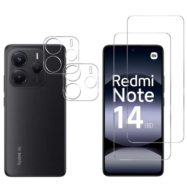 Härdat Glas för Xiaomi Redmi Note 14 5G och Kameraskydd [Pack 2] Film Glas Skydd Phonillico®