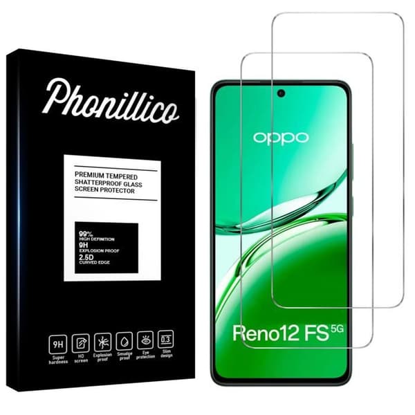 Härdat Glas för Oppo Reno 12 FS 5G [Pack 2] Skyddande Skärmfilm Phonillico®