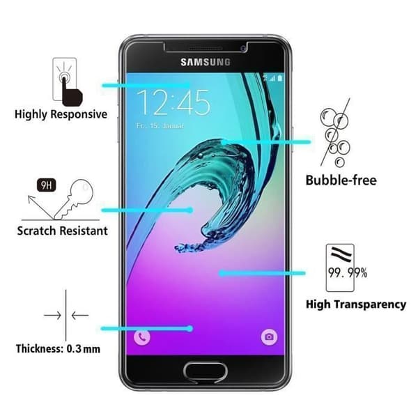 Härdat glas - Phonillico® - SAMSUNG GALAXY A3 2016 A310 - Ultra hållbar - Skärmskydd - Transparent