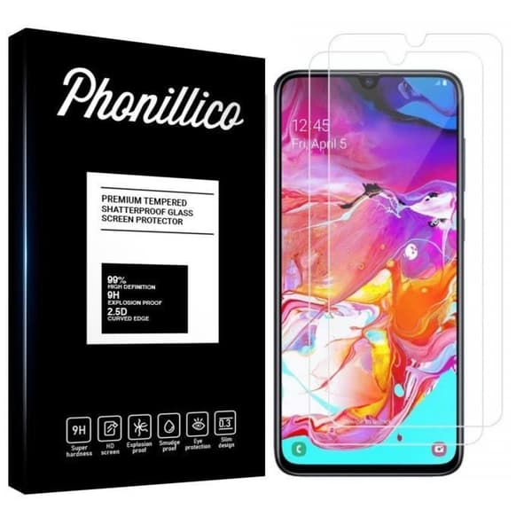 Härdat Glas för Samsung Galaxy A70 [Pack 2] Skärmskydd Film Phonillico®