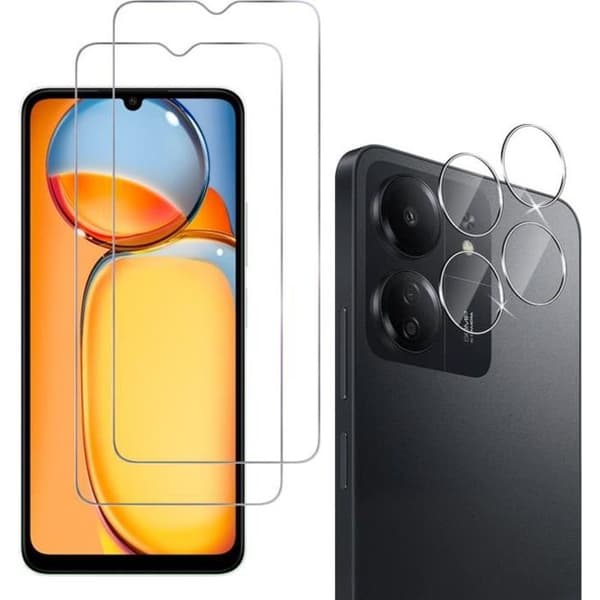 Härdat Glas - Phonillico® - Xiaomi Redmi 13C - Paket 2 - Skärm- och Kameraskydd - Represistent