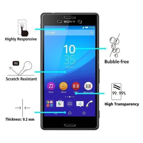 Filmgardin Skydd för Skärm - Phonillico® - SONY XPERIA M4 AQUA - Härdat glas - Rep résistent - Pack 1