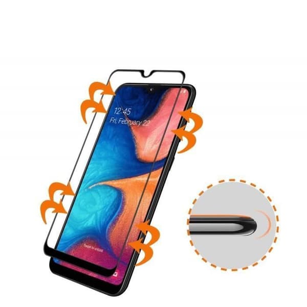 Värmebehandlat Glas - Phonillico® - Samsung Galaxy A20E - Svart Kant - Rip Resistent - Stötsäker