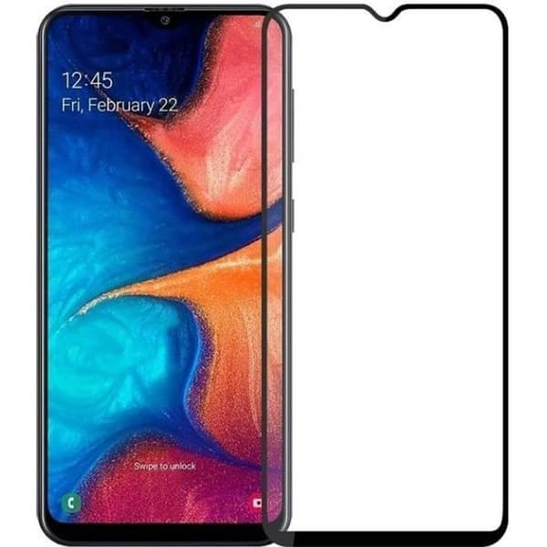 Värmebehandlat Glas - Phonillico® - Samsung Galaxy A20E - Svart Kant - Rip Resistent - Stötsäker