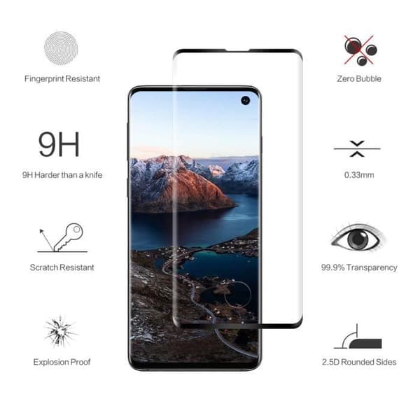 Skyddsl film - Phonillico® - Samsung Galaxy S10 - 3-pack - Härdat glas - Svart kant