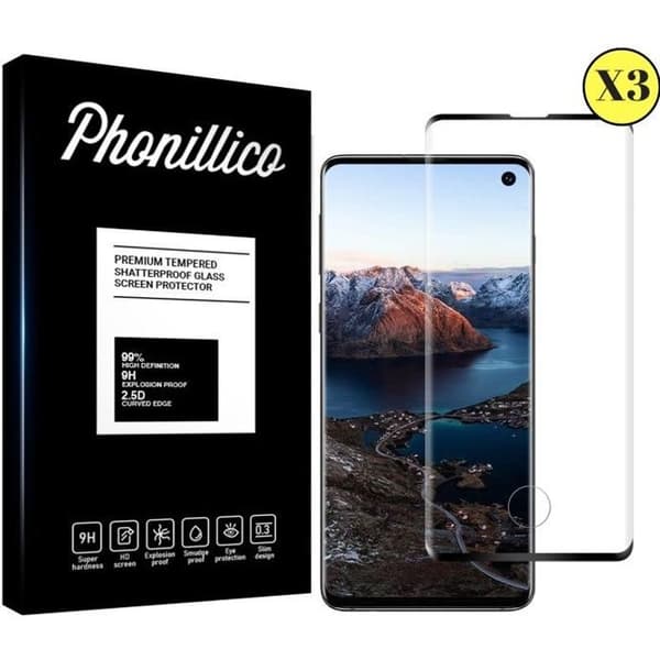 Skyddsl film - Phonillico® - Samsung Galaxy S10 - 3-pack - Härdat glas - Svart kant