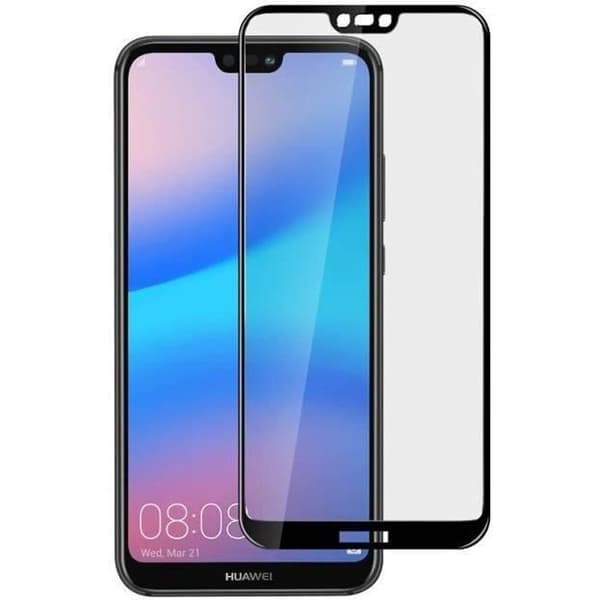 Härdat Glas - Phonillico® - Huawei P20 LITE - Svart Kant - Ultra Motståndskraftig - Skärmskydd