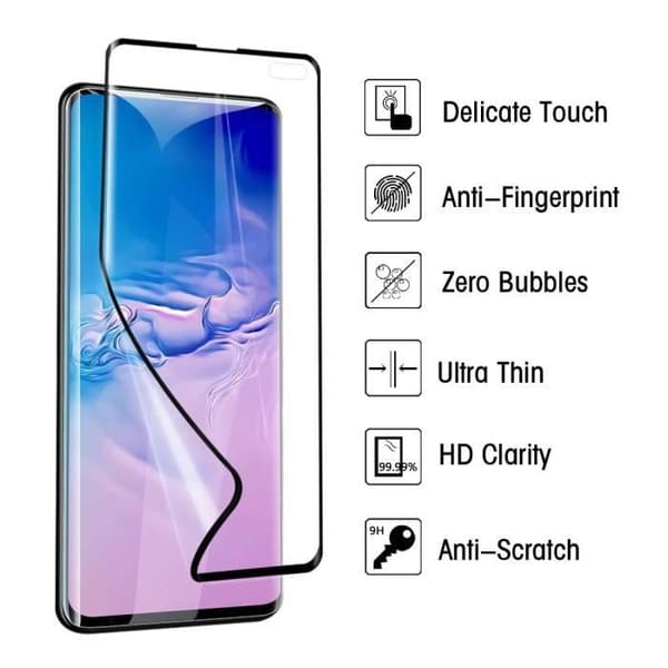 Film Protecteur - Phonillico® - Samsung Galaxy S10 PLUS - 3 Filmer - Motståndskraftig mot repor - Svart kant