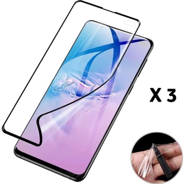 Film Protecteur - Phonillico® - Samsung Galaxy S10 PLUS - 3 Filmer - Motståndskraftig mot repor - Svart kant
