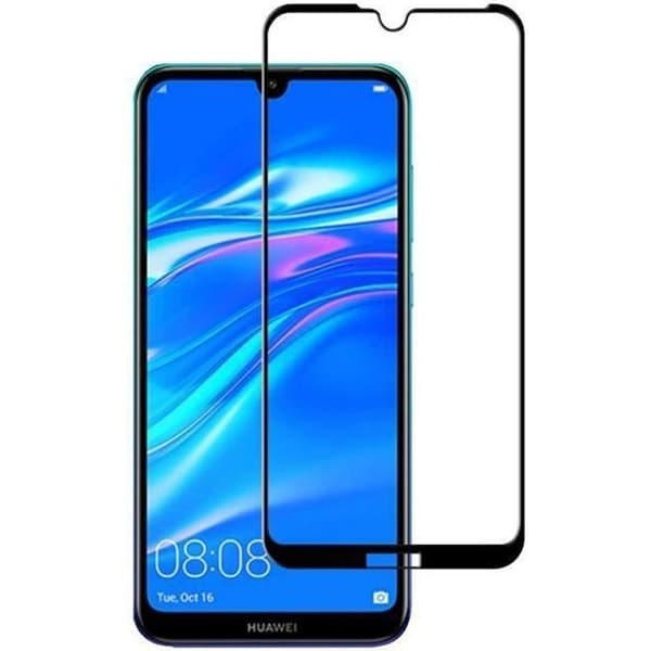 Skydd film - Phonillico® - Huawei Y6 2019 - Böjd Härdat Glas - Svart Kant - Rep motståndskraftig