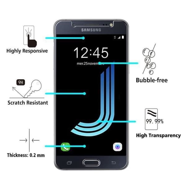 Skärmskydd - Phonillico® - Samsung Galaxy J5 2016 J510 - Pack med 3 - Ultra hållbar - Svart
