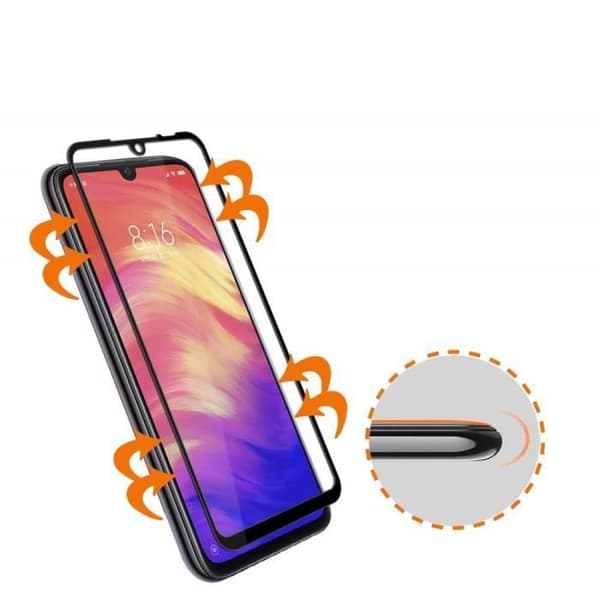 Skyddande film - Phonillico® - Xiaomi REDMI NOTE 7 - Pack om 3 - Härdat glas - Svart kant