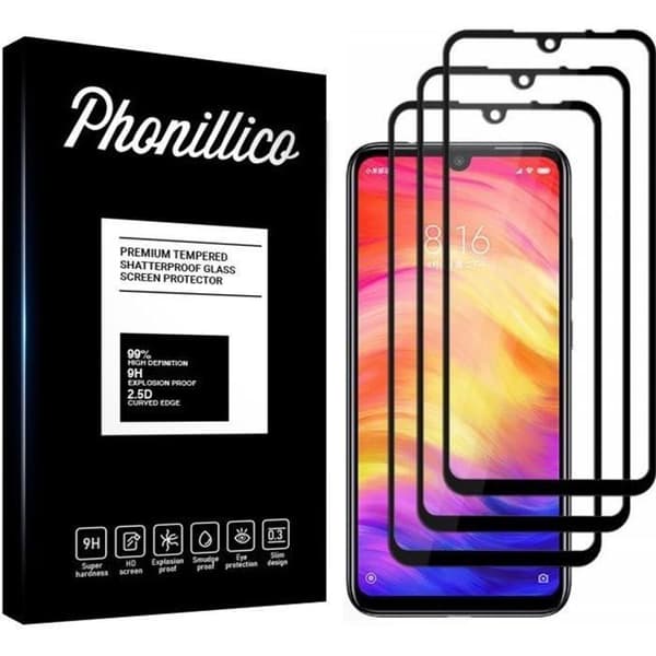 Skyddande film - Phonillico® - Xiaomi REDMI NOTE 7 - Pack om 3 - Härdat glas - Svart kant