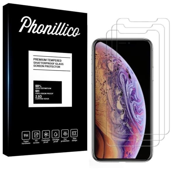 Verkantal Verre Trempe [Kompatibel med Apple iPhone XS MAX] [Pack 3] Ultra Resistenta Skärmskydd i Glas [Phonillico®]
