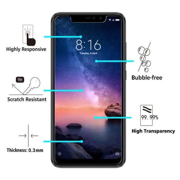 Verre Tempered Xiaomi REDMI NOTE 6 PRO - [Pack 3] Film Glas Skyddsskärm Ultra Motståndskraftig [Phonillico®]