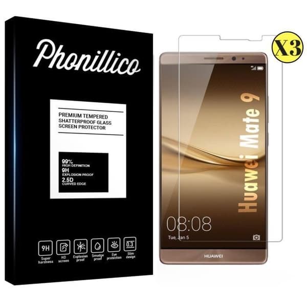 Film Vitre Skyddsskärm - Phonillico® - Huawei MATE 9 - Paketering av 3 - Härdat glas - Ripskyddande