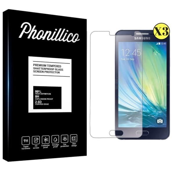 Film avskydd för skärm - Phonillico® - Samsung Galaxy A3 2015 A300 - Pack om 3 - Ultra hållbar - Svart