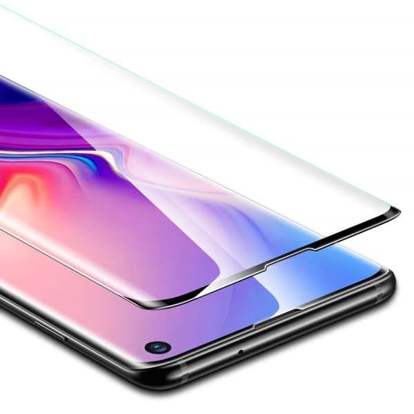Härdat Glas - Phonillico® - Samsung Galaxy S10 - Svart Kant - Rep resistant - Skärmskydd