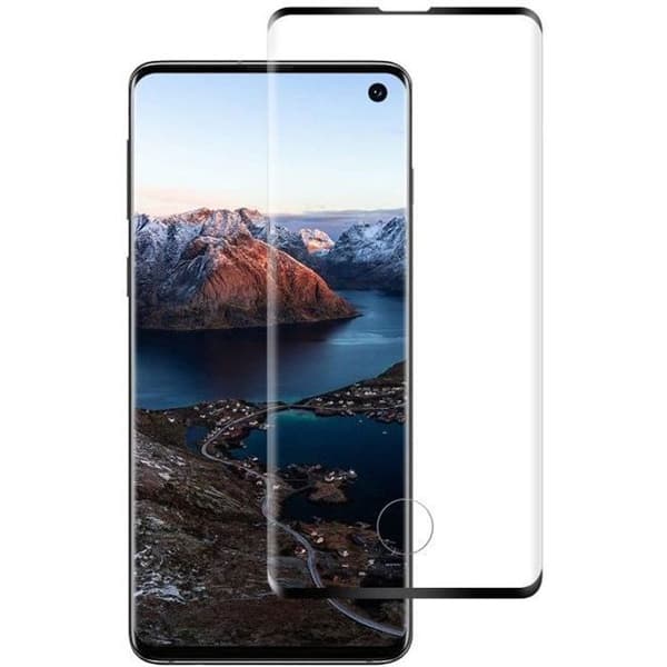 Härdat Glas - Phonillico® - Samsung Galaxy S10 - Svart Kant - Rep resistant - Skärmskydd