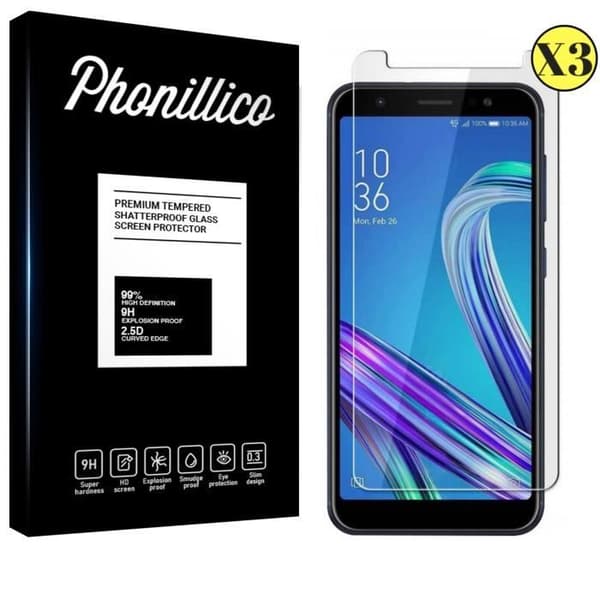 Filmpuss för skydd av skärm - Phonillico® - Asus Zenfone MAX M1 ZB555KL - Paket med 3 - Ultra hållbar - Svart