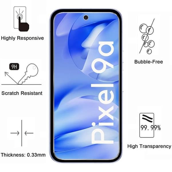 Härdat Glas - Phonillico® - Google Pixel 9a - Pack med 2 - Rep resistant - Skärmskydd