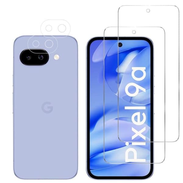 Härdat glas - Phonillico® - Google Pixel 9a - Pack 2 - Repellerar repor - Skärm- och kameraskydd