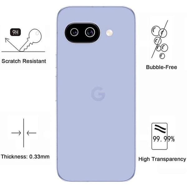 Skyddskamera - Phonillico® - Google Pixel 9a - Paket med 2 - Härdat glas - Repbeständig