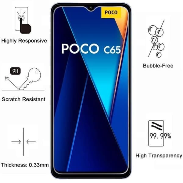 Skyddande film - Phonillico - Xiaomi Poco C65 - 4-pack - Härdat glas - Repbeständig