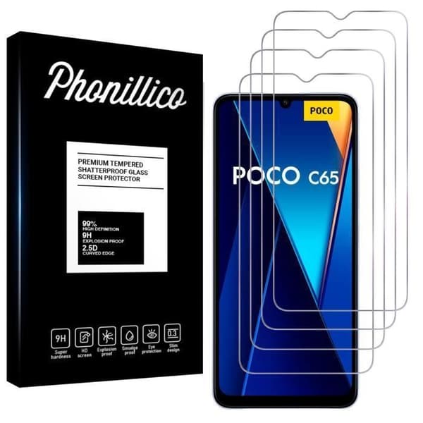 Skyddande film - Phonillico - Xiaomi Poco C65 - 4-pack - Härdat glas - Repbeständig
