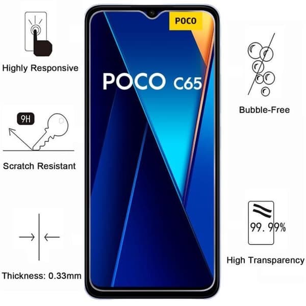Härdat glas för Xiaomi Poco C65 [Pack 2] Skyddsfilm för skärm Phonillico®