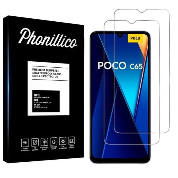 Härdat glas för Xiaomi Poco C65 [Pack 2] Skyddsfilm för skärm Phonillico®