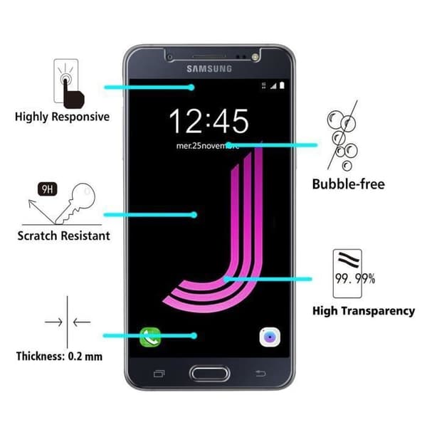 Härdat Glas för Samsung Galaxy J7 2016 J710 - [Pack 2] Film för Skydd av Ultra Resistenta Skärmen [Phonillico®]