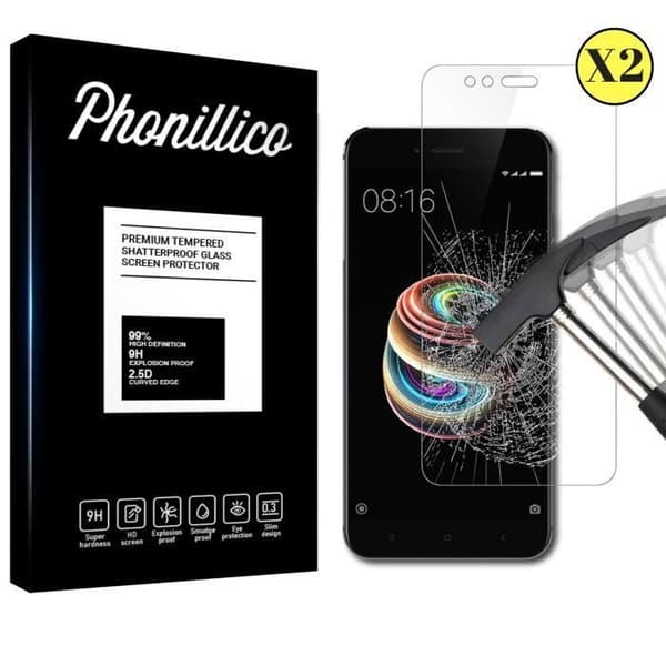 Film för skärmskydd - Phonillico® - Xiaomi MI A1 - Pack med 2 - Härdat glas - Ridsäkert
