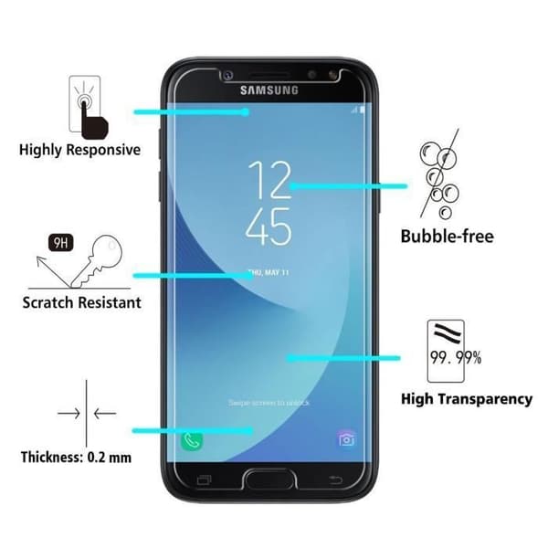 Skärmskydd - Phonillico® - Samsung Galaxy J5 2017 J530 - Paket med 2 - Ultra hållbart - Svart