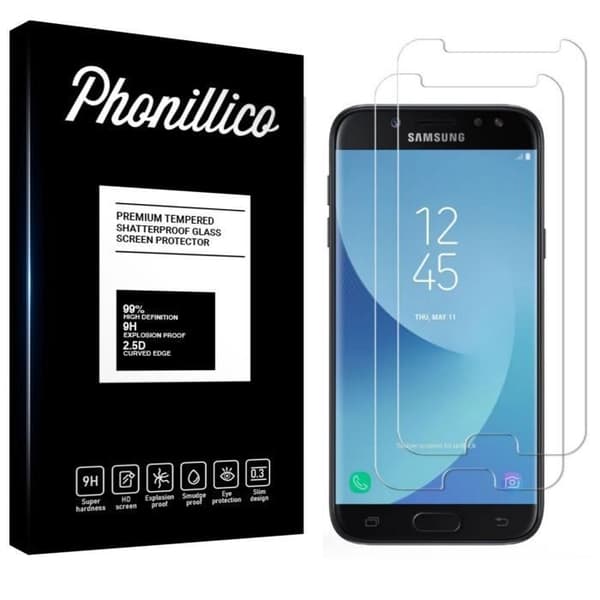 Skärmskydd - Phonillico® - Samsung Galaxy J5 2017 J530 - Paket med 2 - Ultra hållbart - Svart