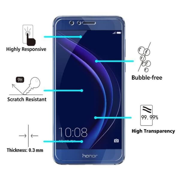 Verre Härdat Huawei HONOR 8 - [Pack 2] Film Glas Skyddsfilm Ultra Resistenta [Phonillico®]