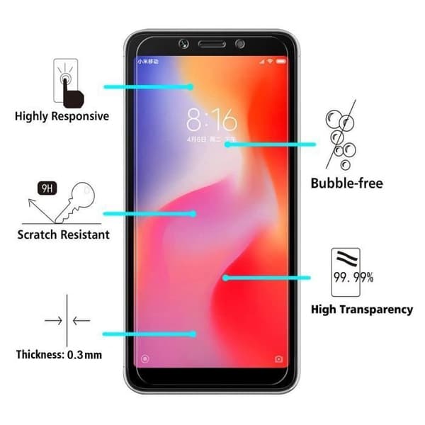 Film Vitre Skydd Skärm - Phonillico® - Xiaomi REDMI 6A - Pack om 2 - Härdat Glas - Represistent