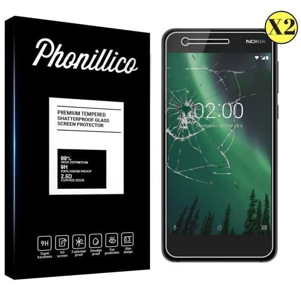 Film Vitre Skyddsskärm - Phonillico® - NOKIA 2 - Paket med 2 - Härdat Glas - Repfria