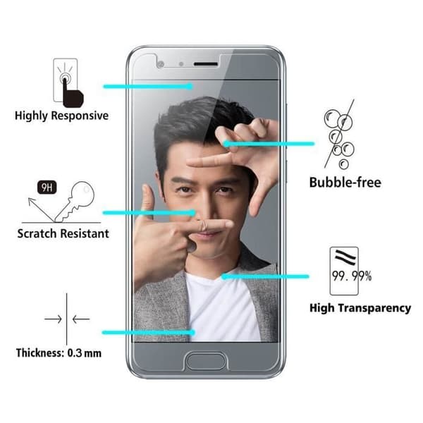 Skärmskydd - Phonillico® - HUAWEI HONOR 9 - Härdat glas - Ripskydd - Transparent
