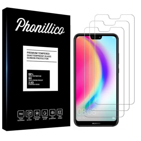 Film Vitre Skydd för Skärm - Phonillico® - Huawei P20 LITE - Paket med 3 - Härdat Glas - Repbeständig