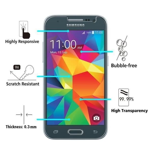 Härdat glas för Samsung Galaxy CORE PRIME - [Pack 2] Ultra Resistent Skärmskydd [Phonillico®]
