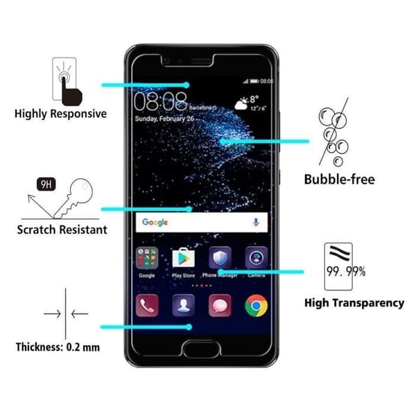 Skärmskydd - Phonillico® - Huawei P10 - Paket med 2 - Härdat glas - Repbeständig